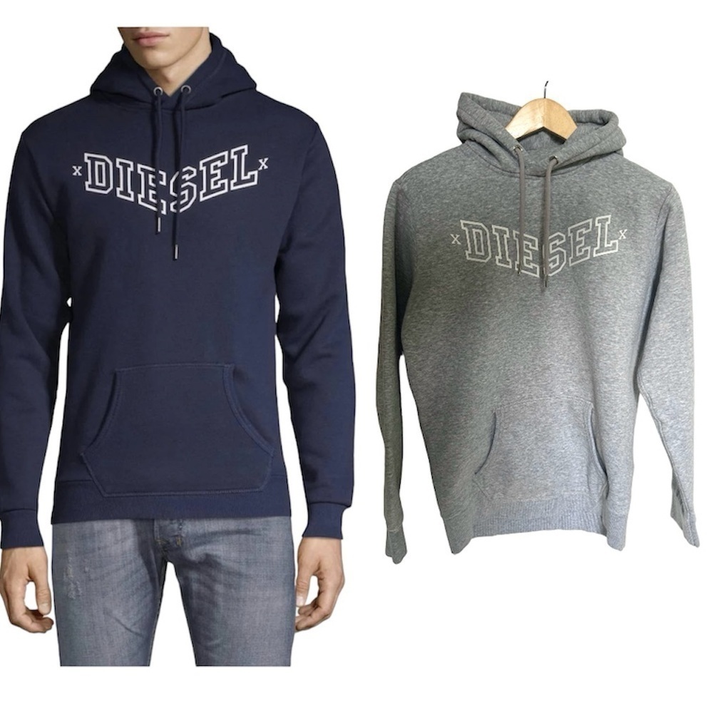 Diesel Men's Pullover Agnes Patry Hoodie Sweatshirt Light Gray Sweatshirt small
